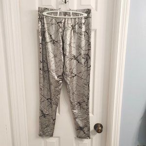 Hot Topic Blackheart Silver Crackle PU Legging M